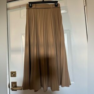 Zara Cream Tan Midi A-Line Skirt